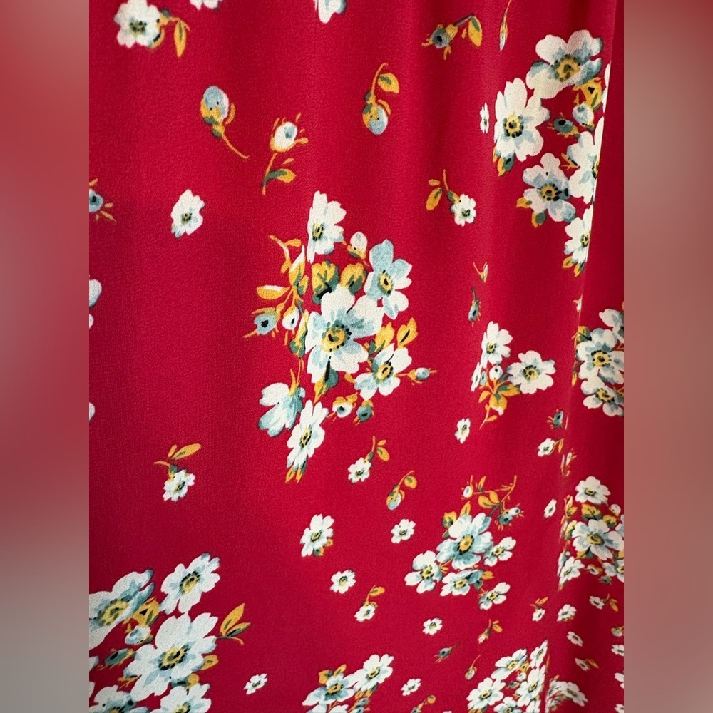 LOFT Red Floral Midi Skirt - Picture 10 of 13